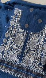 将图像加载到图库查看器中, Women's Lakhnavi Handcrafted Mul Chanderi Unstitched Kurta And Dupatta Set - HONC0261781