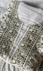Load image into Gallery viewer, Women's Lakhnavi Handcrafted Mul Chanderi Unstitched Kurta And Dupatta Set- HONC0278947