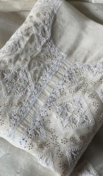 将图像加载到图库查看器中, Women's Lakhnavi Handcrafted Pure Organza Chikankari Unstitched Kurta And Dupatta Set- HONC0292518