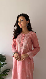 Load image into Gallery viewer, Prisha Women's Lakhnavi Handcrafted Cotton Chikankari Kurti - HONC0341089