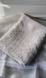 Load image into Gallery viewer, Women's Lakhnavi Handcrafted Mul Chanderi Unstitched Kurta And Dupatta Set - HONC0359790