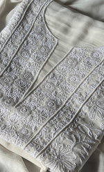 Load image into Gallery viewer, Women's Lakhnavi Handcrafted Pure Silk Georgette Chikankari Kurta And Dupatta Set- HONC0289957