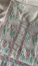 将图像加载到图库查看器中, Women's Lakhnavi Handcrafted Linen Cotton Semi -Stitched Kurta And Dupatta Set - HONC0269952