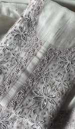 Load image into Gallery viewer, Women's Lakhnavi Handcrafted Mul Chanderi Unstitched Kurta And Dupatta Set - HONC0288876