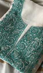 Load image into Gallery viewer, Women's Lakhnavi Handcrafted Mul Chanderi Unstitched Kurta And Dupatta Set - HONCO278136