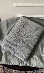 Load image into Gallery viewer, Women's Lakhnavi Handcrafted Mul Chanderi Unstitched Chikankari Full Suit Material - HONC0328320