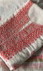 Load image into Gallery viewer, Women's Lakhnavi Handcrafted Mul Chanderi Unstitched Kurta And Dupatta Set- HONC0321881