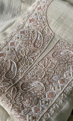Load image into Gallery viewer, Women's Lakhnavi Handcrafted Mul Chanderi Unstitched Kurta And Dupatta Set- HONC0313318