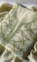 Load image into Gallery viewer, Firdauz Women's Lakhnavi Handcrafted Mul Chanderi Unstitched Kurta And Dupatta Set - HONC0302266