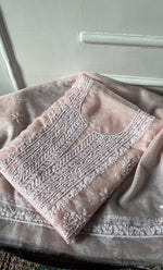 Load image into Gallery viewer, Women's Lakhnavi Handcrafted Organza Chikankari Unstitched Full Suit Material - HONC0284601