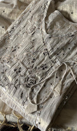 将图像加载到图库查看器中, Women's Lucknowi Handcrafted Tissue Chanderi Chikankari Semi - Stitched Kurta Dupatta Set- HONC0279325