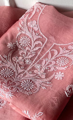 Load image into Gallery viewer, Women's Lakhnavi Handcrafted Pure Organza Chikankari Unstitched Kurta And Dupatta Set- HONC031470