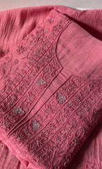 Load image into Gallery viewer, Women's Lakhnavi Handcrafted Mul Chanderi Unstitched Kurta And Dupatta Set - HONC0278924