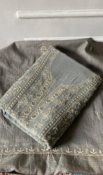 将图像加载到图库查看器中, Women's Lakhnavi Handcrafted Mul Chanderi Unstitched Chikankari Full Suit - HONC0353415