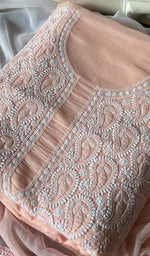 Load image into Gallery viewer, Adrita Women's Lakhnavi Handcrafted  Unstitched Cotton Chikankari Suit Material - HONC0289739