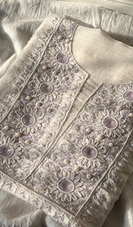 Load image into Gallery viewer, Irum Women's Lakhnavi Handcrafted Mul Chanderi Unstitched Kurta And Dupatta Set - HONC0297202