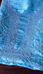 将图像加载到图库查看器中, Women's Lakhnavi Handcrafted Tussar Silk Chikankari Unstitched Kurti Fabric - HONC0368882