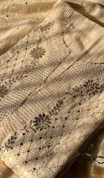 Load image into Gallery viewer, Women's Lakhnavi Handcrafted Tissue Chanderi Chikankari Semi Stitched Kurta And Dupatta Set - HONC0299454