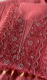 Load image into Gallery viewer, Women's Lucknowi Handcrafted Mul Chanderi Chikankari Full Suit Material - HONC0260945