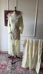 Load image into Gallery viewer, Women's Lakhnavi Handcrafted Mul Chanderi Semi - Stitchd Kurta And Dupatta Set - HONC0344313
