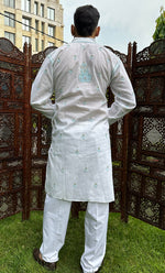 Load image into Gallery viewer, Men's Lucknowi Handcrafted Cotton Chikankari Kurta - HONC0303105