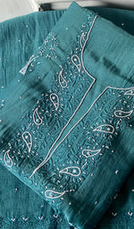 Load image into Gallery viewer, Women's Lakhnavi Handcrafted Mul Chanderi Unstitched Kurta And Dupatta Set - HONC0317807