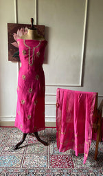 Load image into Gallery viewer, Women's Lakhnavi Handcrafted Chanderi Silk Unstitched Chikankari Full Suit - HONC0355234