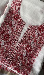 Load image into Gallery viewer, Women's Lakhnavi Handcrafted Mul Chanderi Unstitched Kurta And Dupatta Set - HONCO278138