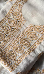 Load image into Gallery viewer, Women's Lakhnavi Handcrafted Mul Chanderi Unstitched Kurta And Dupatta Set- HONC0263957