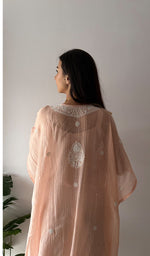 Load image into Gallery viewer, Women's Lucknowi Handcrafted Mul chanderi Chikankari Kaftan - HONC0361360