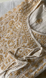 Load image into Gallery viewer, Women's Lakhnavi Handcrafted Mul Chanderi Semi - stitched Angrakha And Dupatta Set - HONC0300848