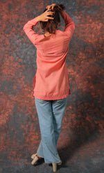 Load image into Gallery viewer, Women's Lakhnavi Handcrafted Cotton Chikankari Top - HONC0331499