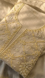 Load image into Gallery viewer, Women's Lakhnavi Handcrafted Mul Chanderi Unstitched Kurta And Dupatta Set - HONC0295587