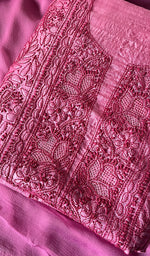 将图像加载到图库查看器中, Women's Lakhnavi Handcrafted Tussar Silk Chikankari Kurta And Dupatta Set - HONC020268