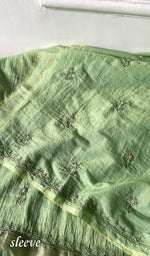 Load image into Gallery viewer, Women's Lakhnavi Handcrafted Mul Chanderi Unstitched Chikankari Full Suit Material - HONC0314661