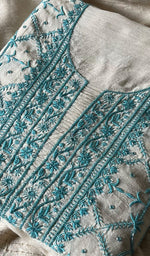 Load image into Gallery viewer, Women's Lakhnavi Handcrafted Munga Silk Chikankari Kurta And Dupatta Set- HONC0278844