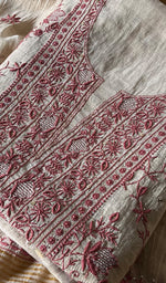 将图像加载到图库查看器中, Women's Lakhnavi Handcrafted Tissue Chanderi Unstitched Kurta And Dupatta Set - HONC0267043