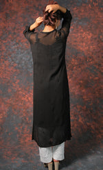 Load image into Gallery viewer, Yusra Women's Lakhnavi Handcrafted Viscose Georgette Chikankari Kurti- HONC0327261