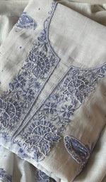 将图像加载到图库查看器中, Titlee Women's Lakhnavi Handcrafted Mul Chanderi Unstitched Kurta And Dupatta Set - HONC0288851