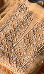 将图像加载到图库查看器中, Jazba Women's Lakhnavi Handcrafted Mul Chanderi Unstitched Kurta And Dupatta Set - HONC0295034