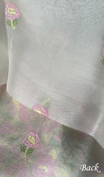 Load image into Gallery viewer, Women's Lakhnavi Handcrafted Pure Organza Chikankari Unstitched Kurta And Dupatta Set - HONC0237727