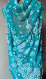 Load image into Gallery viewer, Women's Lakhnavi Handcrafted Faux-Georgette Chikankari Saree - HONC0223883