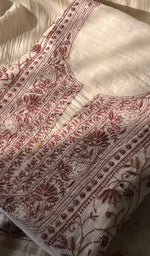 Load image into Gallery viewer, Women's Lakhnavi Handcrafted Maheshwari Mul Chanderi Unstitched Kurta And Dupatta Set - HONC0271873