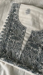 Load image into Gallery viewer, Women's Lakhnavi Handcrafted Mul Chanderi Unstitched Kurta And Dupatta Set - HONC0253435