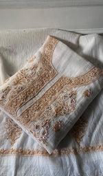Load image into Gallery viewer, Women's Lakhnavi Handcrafted Mul Chanderi Unstitched Kurta And Dupatta Set - HONC0359796