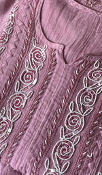 Load image into Gallery viewer, Aaliyah Women's Lakhnavi Handcrafted Mul Chanderi Semi - Stitched Kurta And Dupatta Set - HONC0253630