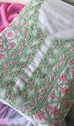 将图像加载到图库查看器中, Misba Women's Lakhnavi Handcrafted Cotton Chikankari Suit Material - HONC0291808