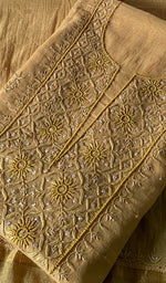 Load image into Gallery viewer, Women's Lakhnavi Handcrafted Mul Chanderi Unstitched Chikankari Full Suit Material - HONC0328107