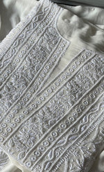 Load image into Gallery viewer, Women's Lakhnavi Handcrafted Pure Silk Georgette Chikankari Kurta And Dupatta Set- HONC0294502