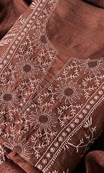 Load image into Gallery viewer, Women's Lakhnavi Handcrafted Maheshwari Mul Chanderi Unstitched Kurta And Dupatta Set- HONC0268528